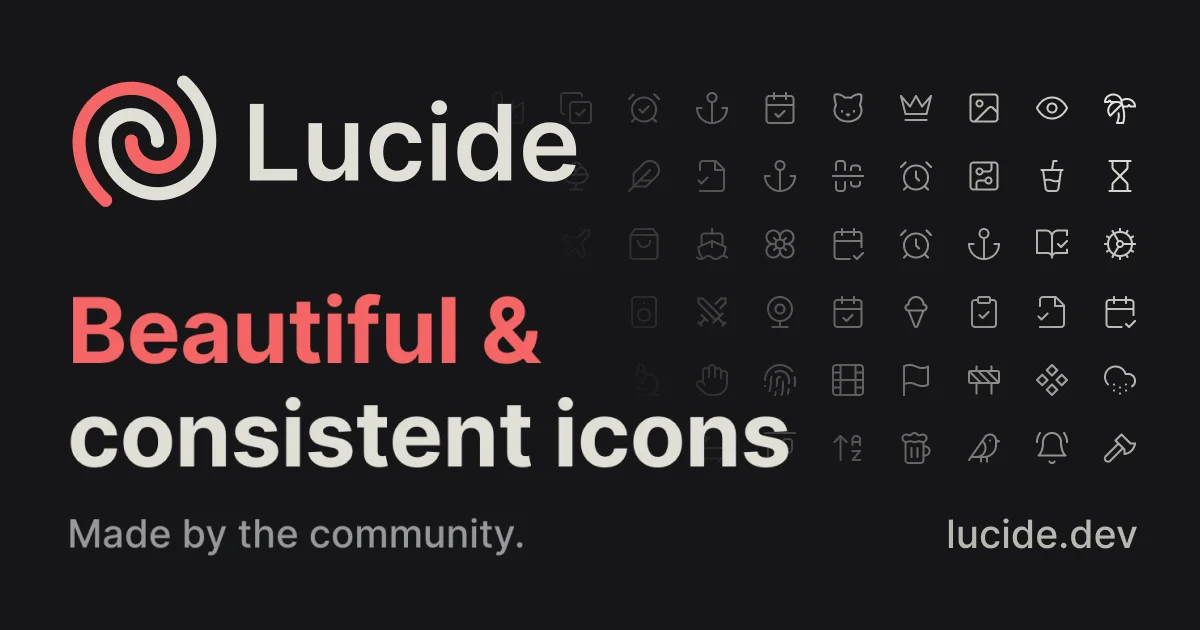 Composición oficial de iconos de Lucide.